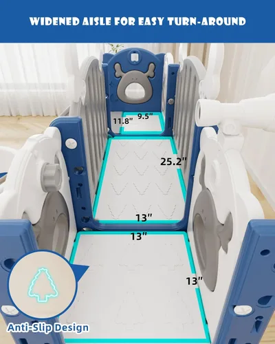Vista 3 de XJD Tobogán para Niños Pequeños, Tobogán 13 en 1 para Niños Pequeños, Nueva Actualización con Set de Golf, Aro de Baloncesto, Pizarra de Dibujo