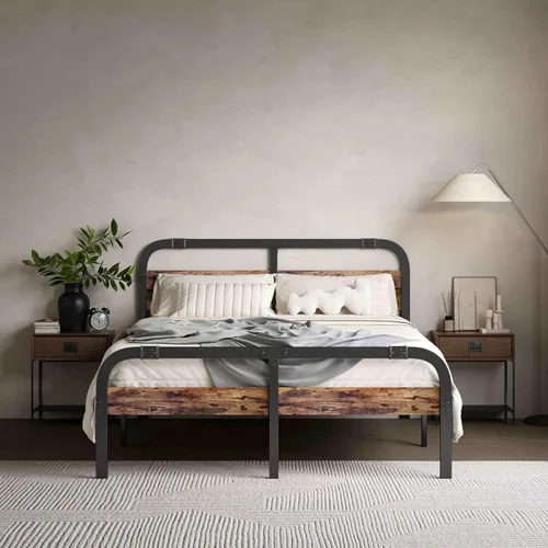 Vista 9 de ZIYOO Base de cama Queen de 14 pulgadas con cabecero, marco de cama de plataforma resistente, no necesita somier, sin ruido, espacio