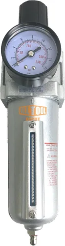 Vista 10 de Regulador de filtro de aire comprimido en línea NPT de 1 pulgada NPT SUPER DUTY Combo Piggyback, cuenco de metal, elemento de 5 micrones, ajustable