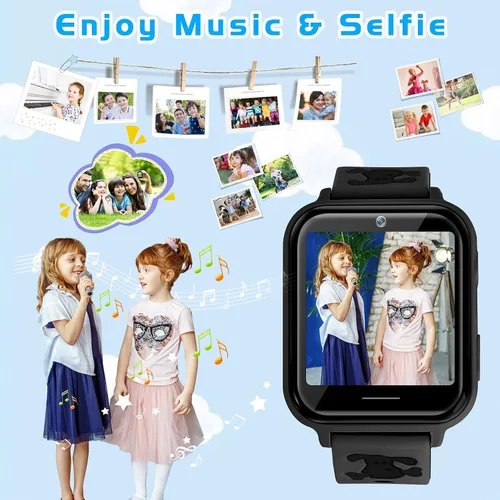 Vista 5 de OKYUK Reloj inteligente para niños, reproductor de MP3, reloj de música, teléfono con alarma de cámara, cámara SOS, llamada de 2 vías, reloj