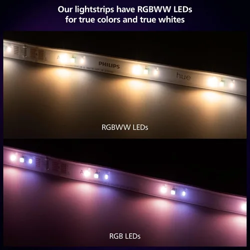 Vista 4 de Philips Hue Kit de base de tira de luz LED inteligente individual para interiores de 16 pies, control con aplicación Hue, compatible con Alexa