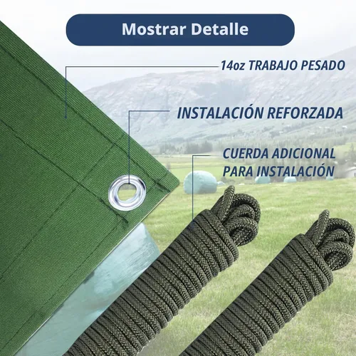 Vista 5 de Lonas de Lona de 5'x7' Pies de Servicio Pesado Impermeables con Ojales de Aluminio, Resistentes a los Rayos UV, Tela Multiusos de 22Mil, Hoja
