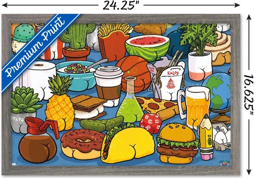 Vista 3 de Trends International Brian Cook: Butts on Things - Póster de pared de alimentos, 22.4 pulgadas de largo x 14.7 pulgadas, versión enmarcada de madera