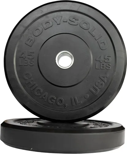 Vista 6 de Body-Solid Chicago Extreme - Placa de parachoques de goma, discos de parachoques olímpicos, placas de barra, pesas de parachoques