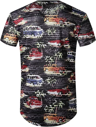 Vista 4 de Men's Novelty T-Shirts Patchwork Short Sleeve Pullover Lightweight Slim Fit Funny Hoodies Tops Color Block Blouse