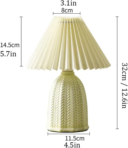 Vista 2 de Lámpara de escritorio china retro plisada luz de escritorio decoración de sala de estar, lámpara de mesita de noche, utilizada para sala de estudio