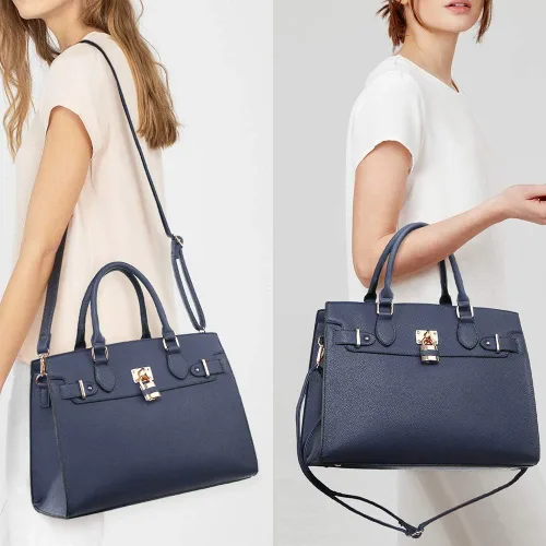 Vista 2 de Bolso de mano y bolsos para mujer con asa superior de avestruz bolsa de trabajo con cartera