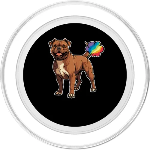 Vista 2 de American Bully Cute Pet Bulldog – Raza de perro Rainbow Fart PopSockets MagSafe PopGrip para iPhone