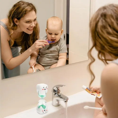 Vista 6 de Temporizador de Arena de 2 Minutos para Cepillo de Dientes para Niños - Paquete Grande Individual Reloj de Arena Sonriente
