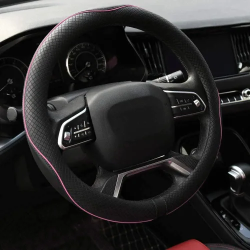 Vista 13 de Rueesh - Funda universal para volante (piel de microfibra, para 14.5-15 pulgadas) Funda antideslizante para volante de automóvil para mujeres
