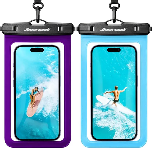 Vista 39 de Hiearcool Funda impermeable IPX8 para iPhone 17/16/15/14 Pro Max, bolsa seca para teléfono celular para artículos esenciales de playa y crucero