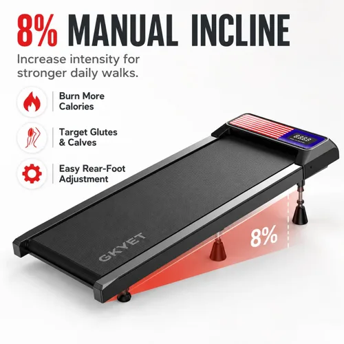 Vista 2 de Walking Treadmill Pad with Incline for Home Office Gk-N4054AF-Negro/Bandera