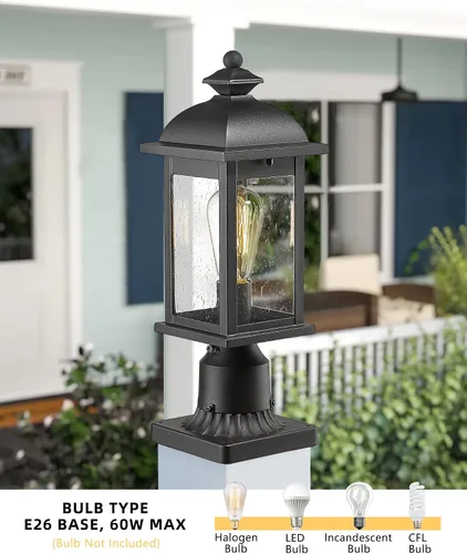 Vista 6 de FEMILA Luz de poste al aire libre del atardecer al amanecer, lámpara de poste impermeable, postes de lámpara exterior iluminación exterior