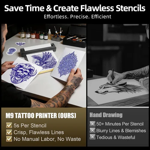Vista 9 de Tattoo Stencil Printer Wireless Thermal Tattoo Machine Kit