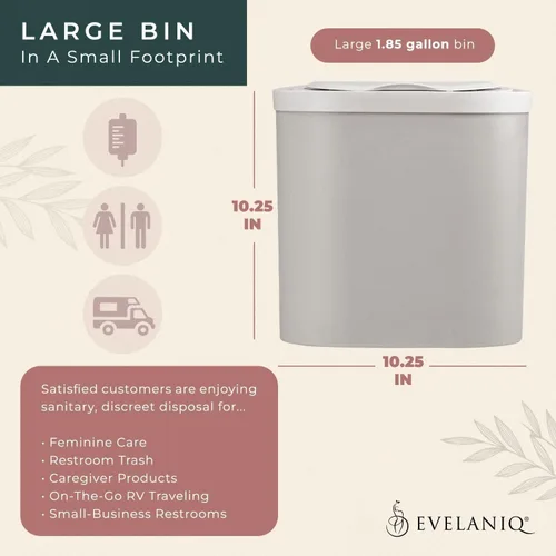 Vista 7 de Receptáculo de servilleta sanitaria para mujer (cubo + 300 bolsas de higiene) Almohadilla femenina y tampón para eliminación de baño, mini bote