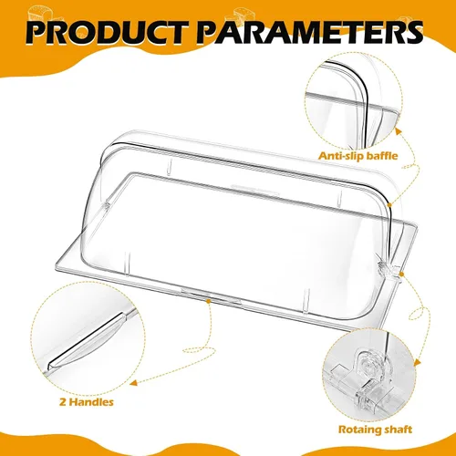 Vista 3 de 2 fundas transparentes para platos de roce de plástico de tamaño completo, tapa enrollable para platos de 21 x 13 x 6.7 pulgadas, tapas de bandeja
