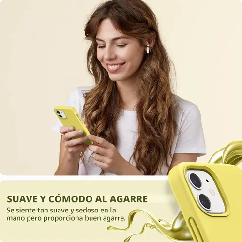 Vista 6 de SURPHY Diseñada para iPhone 12 y iPhone 12 Pro de 6.1 pulgadas, funda gruesa de silicona líquida (con forro de microfibra) para iPhone 12 y 12 Pro