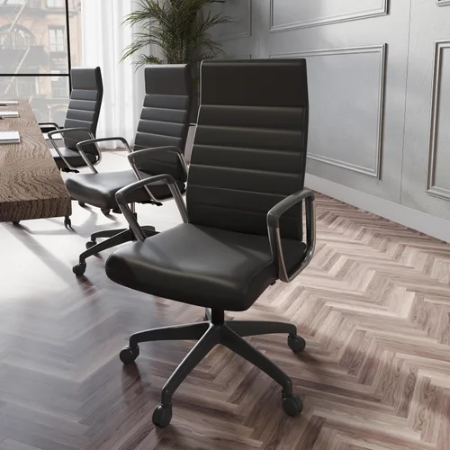 Vista 8 de LeisureMod Hilton Leather Executive Office Chair, Adjustable Height Negro