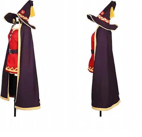 Vista 4 de IOPBOT Disfraz de anime KonoSuba Megumin Uniforme Cosplay Unisex Miko Disfraz de bruja para niña