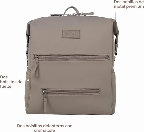 Vista 2 de Mochila para pañales con cambiador, correas para cochecito, bolsa aislada para botellas, funda de equipaje, neopreno