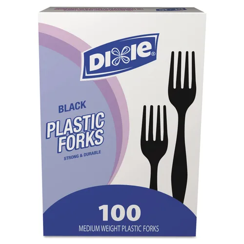 Vista 2 de Dixie FM507CT Cubiertos de plástico, tenedores pesados de peso medio, negro (caja de 1000)