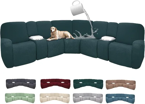 Vista 58 de Fundas de sofá reclinable seccional 100% impermeables para sofá reclinable en forma de L, funda de sofá modular de esquina en forma de L, fundas