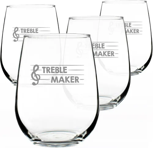 Vista 6 de Custom Treble Maker – Personalized Stemless Wine Glass - Funny Music Teacher Gifts for Women and Men - Fun Unique Musical Decor - Large - Customized