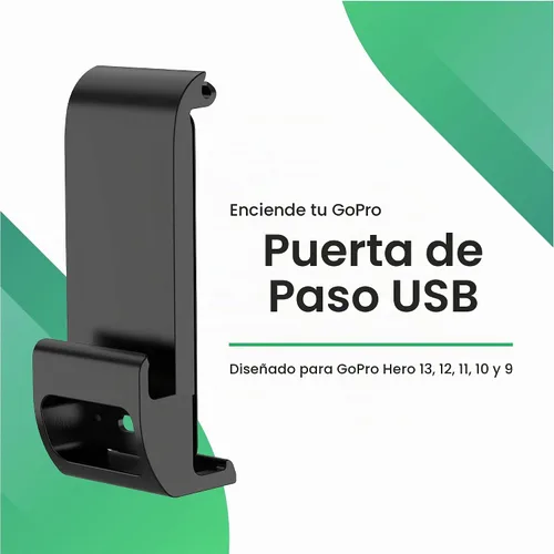 Vista 2 de YOLOtek Puerta de paso para GoPro Hero 13, 12, 11, 10, 9 - Acceso conveniente a la alimentación externa con cable USB-C - Accesorios GoPro