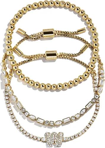 Vista 41 de BaubleBar Juego de pulsera Pisa para mujer, tres pulseras de cuentas chapadas en oro, joyería de moda, regalo de moda