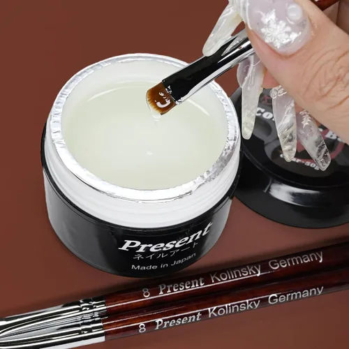 Vista 8 de Present Pincel para uñas de gel, pincel de gel UV, pincel de puntas de uñas para arte de uñas, herramientas de arte de uñas con mango de madera