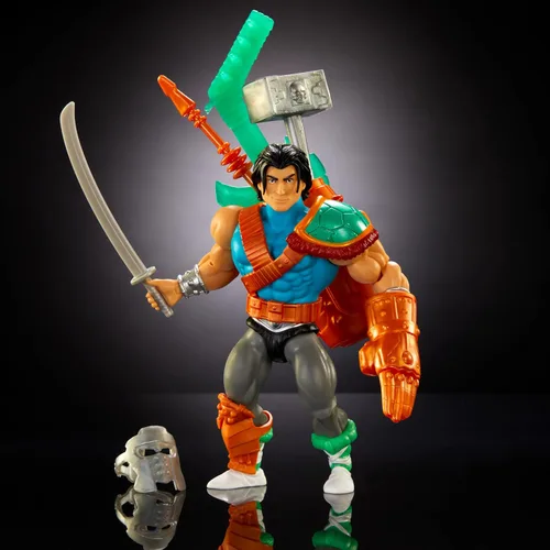 Vista 5 de Masters of the Universe Origins Tortugas de Grayskull Casey Jones Figura de acción de juguete, 16 articulaciones, armadura y armas, cruce entre TMNT