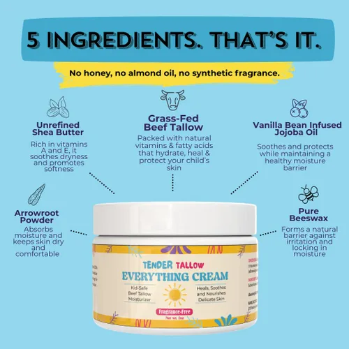 Vista 2 de Bálsamo de ternera 100% alimentado con pasto para el cuidado de la piel, crema de sarga natural para bebés, niños y recién nacidos, hidratante suave