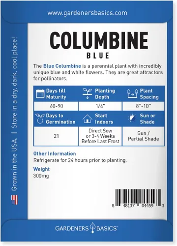 Vista 2 de Gardeners Basics, Blue Columbine Seeds para plantar (Aquilegia Seeds) - Hermosa flor perenne azul para plantar en tu jardín de flores, polinizada