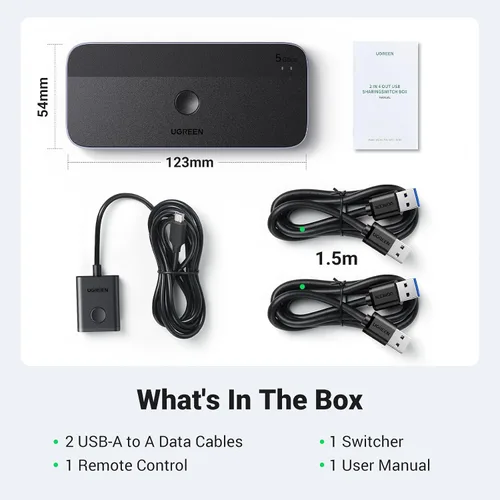 Vista 8 de UGREEN Conmutador USB 3.0 2 computadoras que comparten dispositivos USB C y A, conmutador USB de 4 puertos para compartir teclado y mouse