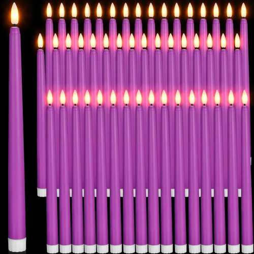 Vista 15 de Handepo Paquete de 48 velas LED sin llama, color rojo, 11 pulgadas