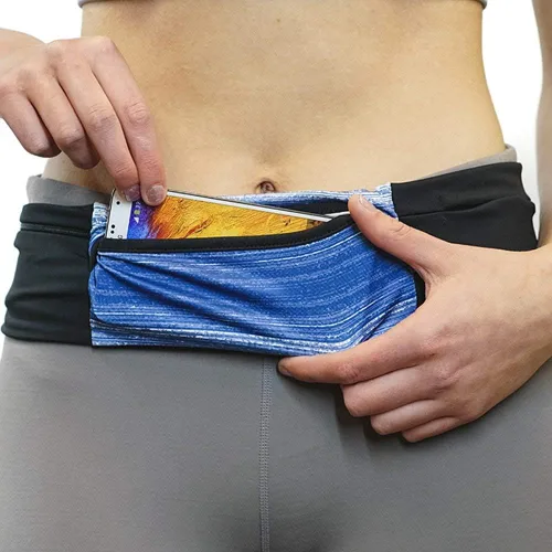 Vista 12 de Riñonera ajustable de 3 bolsillos para correr, riñonera para entrenar con respaldo resistente al sudor, soporta todos los modelos de iPhone