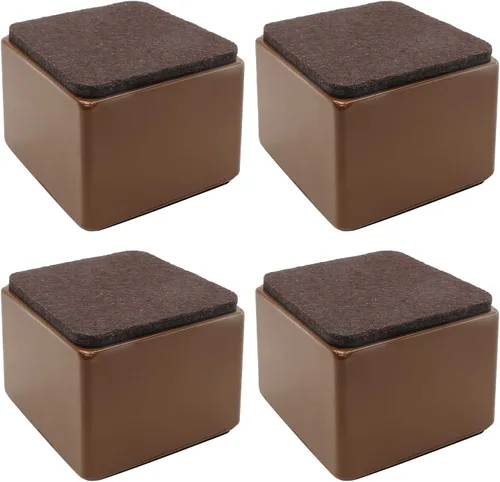 Vista 7 de Bonsicoky Elevadores de cama autoadhesivos para muebles, color negro, 4 piezas, redondos, 1/2" de alto Elevadores de mesa redondos, añade 1/2
