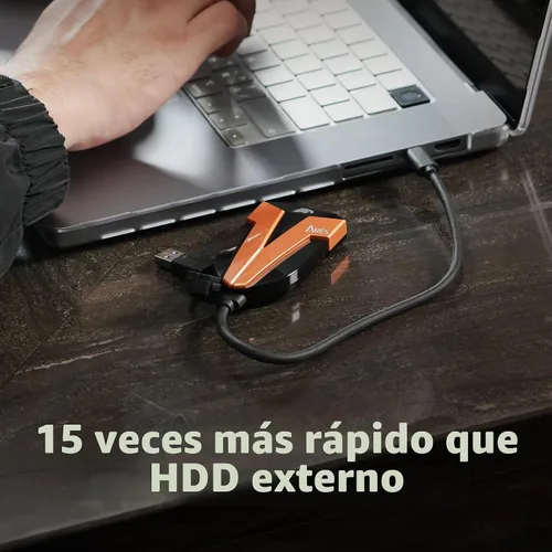 Vista 5 de DATO SSD externo de 1 TB, SSD portátil ARES Amber Shield, hasta 1600/1500 MB/s, compatible con OTG, IP67 impermeable USB 3.2 Gen 2x2 tipo C unidad