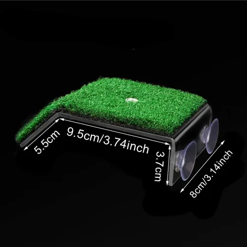 Vista 2 de Gigicloud Plataforma para tomar tortugas, simulación de césped para escalar, mesa de secado de tortuga, rampa de tortuga de césped para tanque