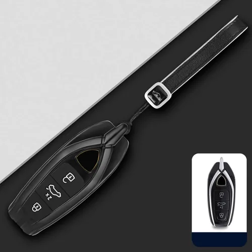 Vista 3 de Carcasa de aleación de aluminio para llavero de automóvil Lamborghini URUS 2021-2022 con llavero de metal Negro