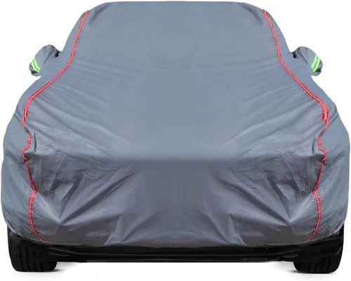 Vista 36 de Funda de Coche Transpirable de Nuevo Material, Funda Impermeable para Coche, Puertas con Candados y Cremalleras, Protección UV Impermeable