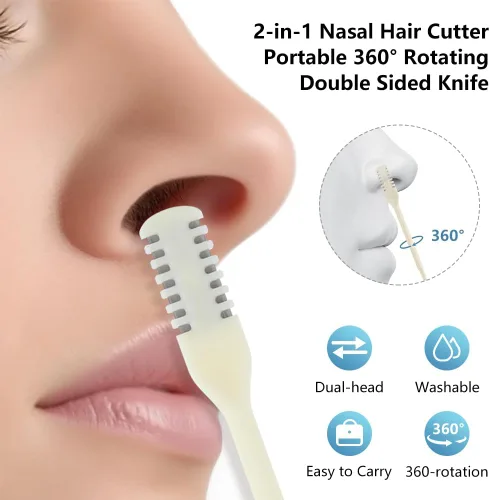 Vista 3 de Cortador de vello nasal 2 en 1, herramienta de eliminación de vello nasal mejorada con rotación de 360°, cuchilla de vello de nariz de doble cara