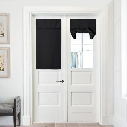 Vista 50 de PONY DANCE Cortinas de luz lateral, persianas opacas con aislamiento térmico para puerta francesa, puerta de vidrio de patio, 12 pulgadas de ancho x