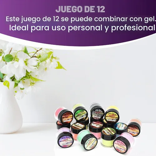 Vista 7 de Mia Secret - Polvo acrílico para uñas (12 unidades), colección frutal
