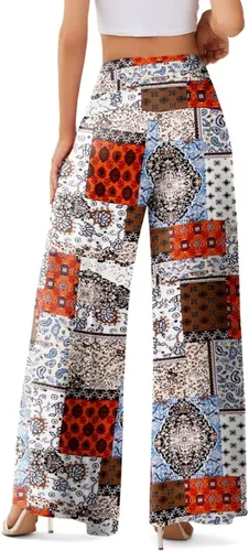 Vista 3 de JZC Pantalones de descanso estilo palazzo para mujer, elásticos, de pierna ancha, informales, cómodos, de tiro alto, holgados, tallas S - 3XL