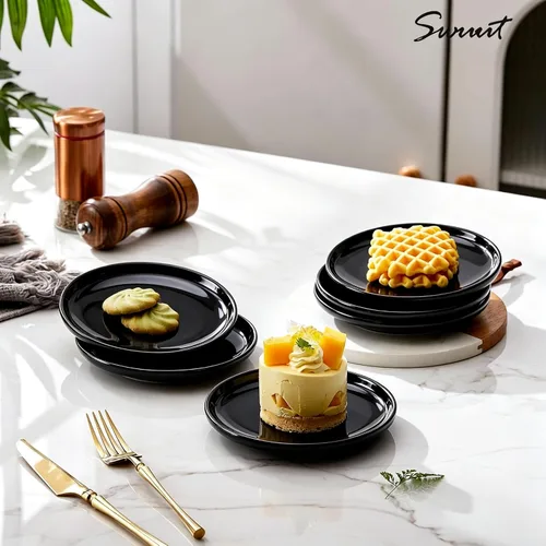 Vista 6 de 6 Inch Glossy Ceramic Appetizer Plates Set of 4, Small Dessert Plates, Charcuterie Accessories, Mini Snack Plates for Cheese Tray, Sushi, Cake
