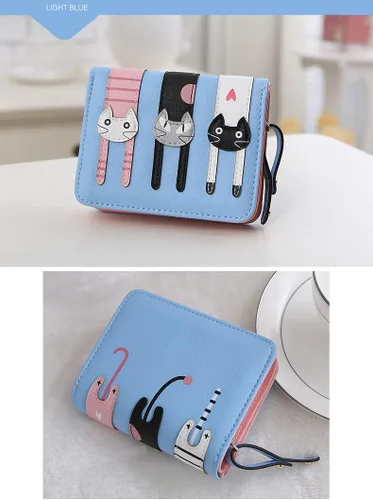 Vista 6 de Monedero de gato lindo para mujer, monedero plegable