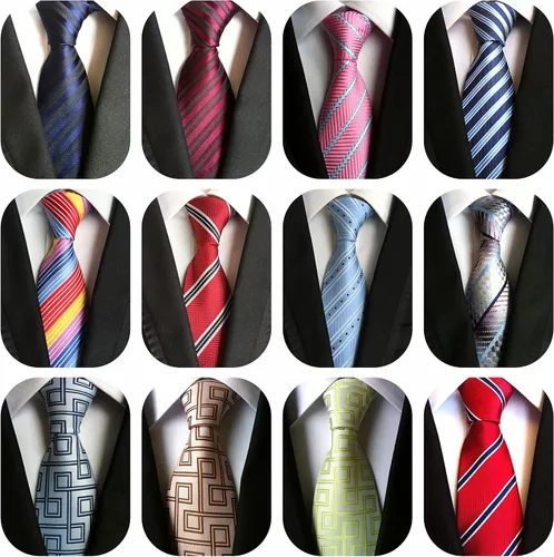 Vista 3 de WeiShang Corbata clásica de seda para hombre, corbatas tejidas jacquard