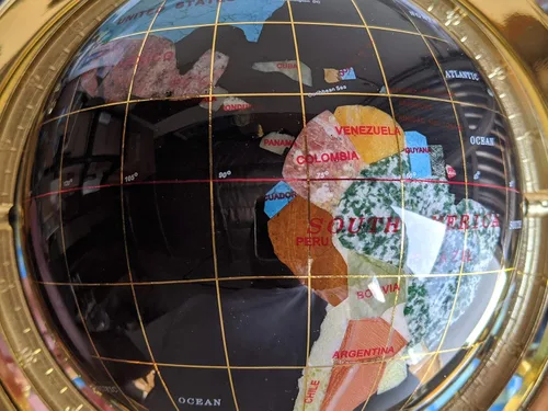 Vista 6 de Unique Art - Globo del mundo de ónix negro de 10 x 6 pulgadas con trípode dorado
