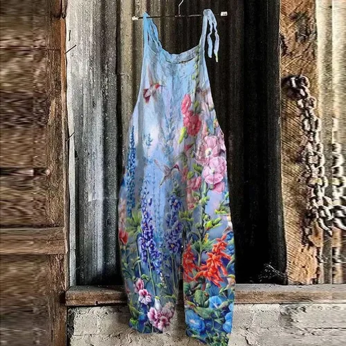 Vista 2 de Overol de verano para mujer, a la moda, con estampado casual, retro, con tiras